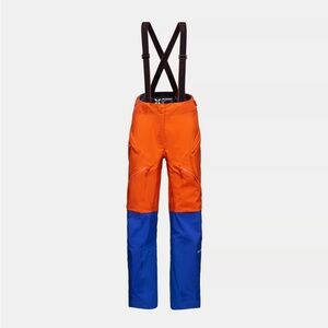 Technical Two-Tone Orange/Blue Ski Pants with Suspenders